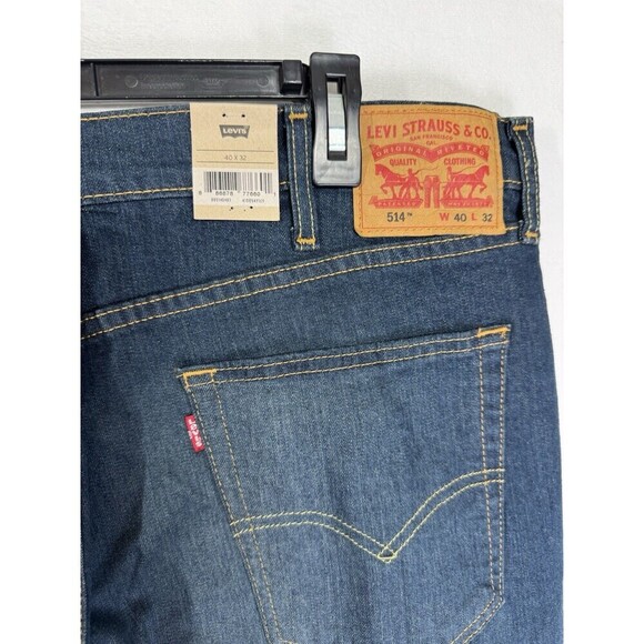 Levis 514 Jeans Mens 40x32 Blue Straight Leg Denim Cotton Blend Stretch NEW - Picture 4 of 10